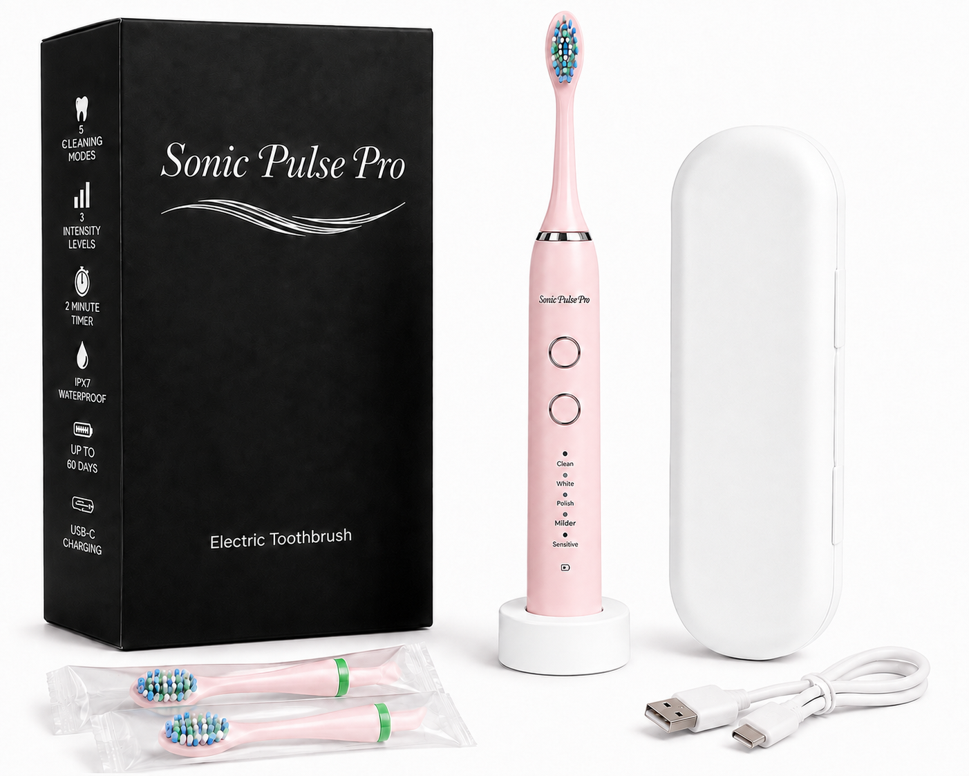 Sonic Pulse Pro electric toothbrush in Baby Pink